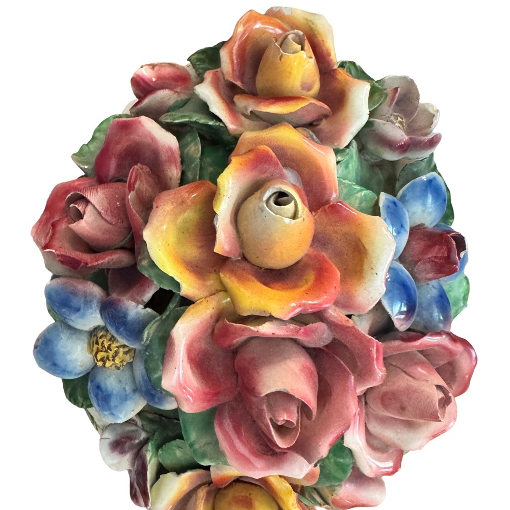 Rare Vintage Nove Capodimonte Italy Floral Italian Handmade Trinket Dish, 7"